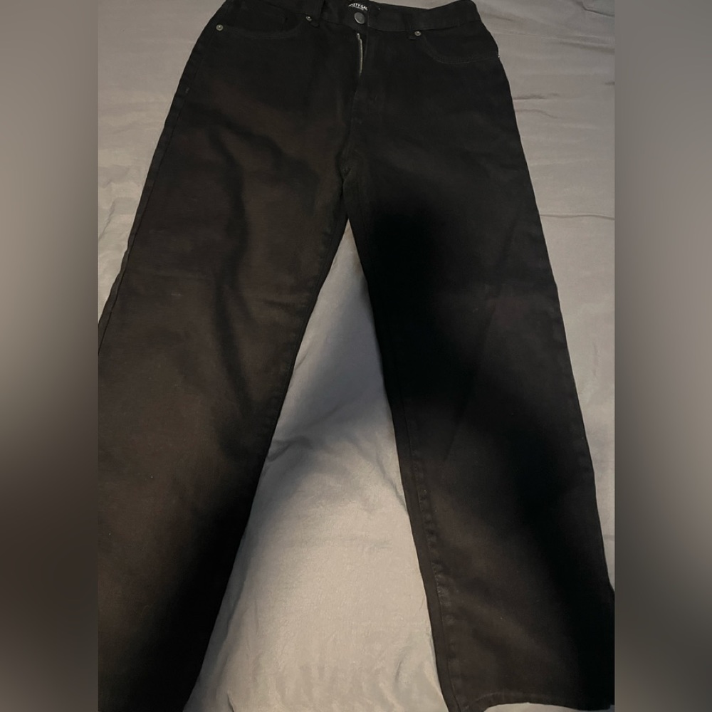 New Petite organic slit hem straight leg jeans